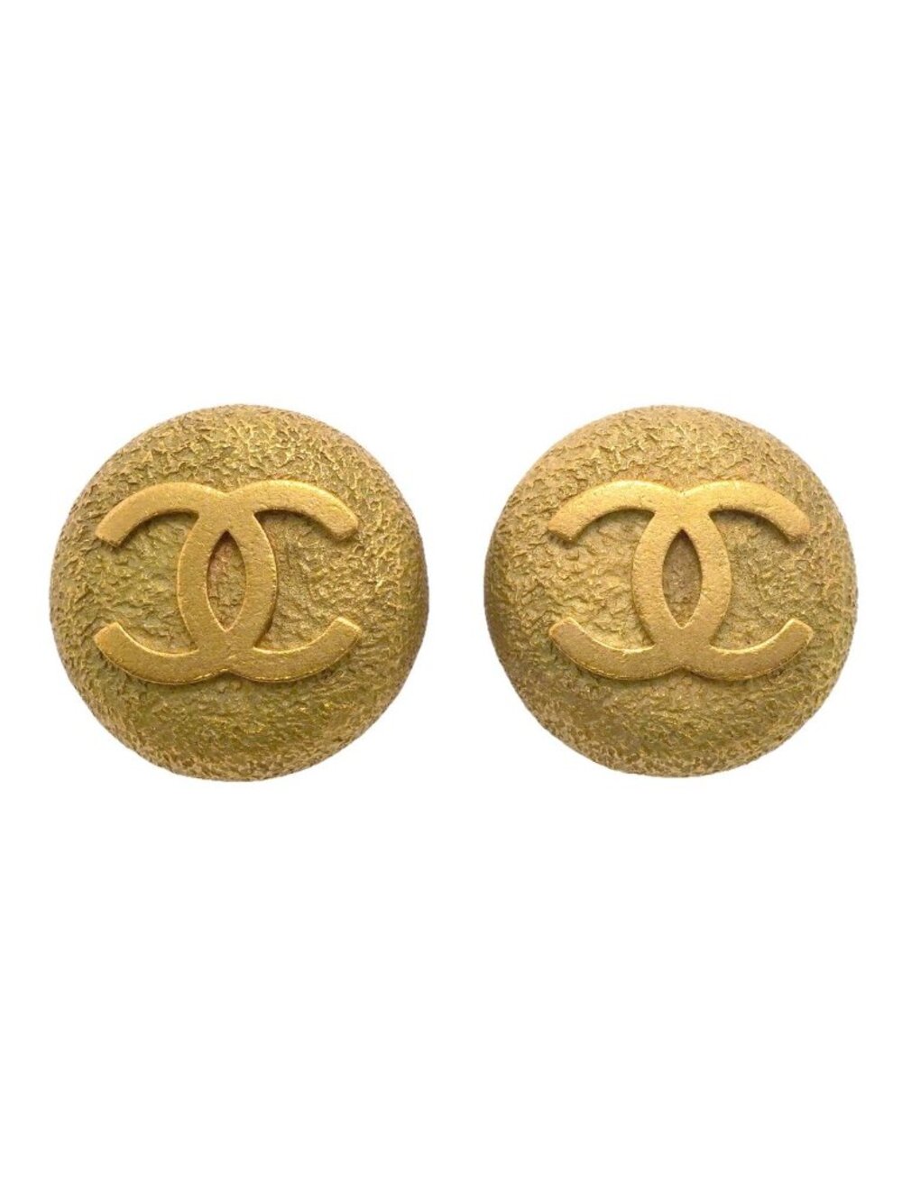 Chanel Earrings Vintage CC Logo Round Circle Gold Plated